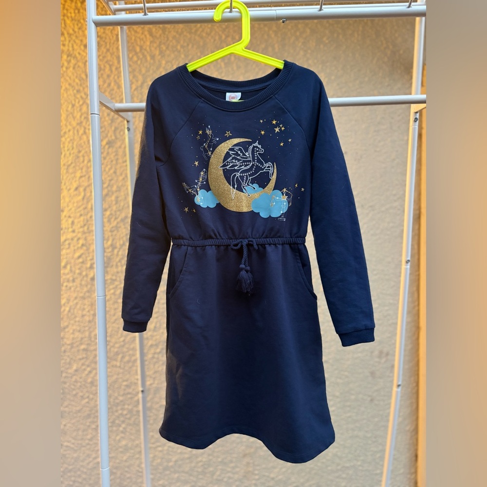 Wonder Nation Navy Blue Dress with Gold Moon Design